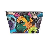 Chien Carlin drôle de Dessin animé, Trousse de Toilette Trousse de Maquillage Sac à cosmétiques Trousse de Toilette de Voyage Portable