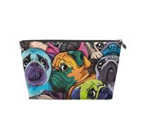 Chien Carlin drôle de Dessin animé, Trousse de Toilette Trousse de Maquillage Sac à cosmétiques Trousse de Toilette de Voyage Portable