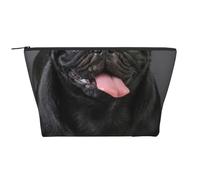 Chien Carlin Noir isolé sur Fond Noir, Trousse de Toilette Trousse de Maquillage Sac à cosmétiques Trousse de Toilette de Voyage Portable