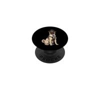 Chien Carlin Vintage rétro Dinde Jour dîner Automne récolte PopSockets PopGrip Adhésif
