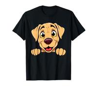 Chien Cartoon Illustration Regardant par Dessus T-Shirt