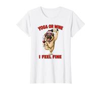 Chien caucasien Yoga ou vin I Feel Fine - DIGOR drôle T-Shirt Graphique avec Valeur