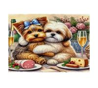 Chien Champagne Nourriture 1000 Pièces Mini Puzzle pour Famille Relaxant | 52x38cm Carton Décoration De Bureau Découpe Précise Cadeau D'anniversaire Détente D'esprit