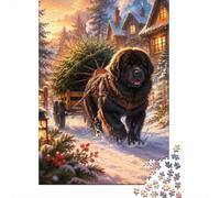 Chien Chariot Hiver 1000pcs Mini Puzzle pour Famille Difficile | 52x38cm Carton Décor Salon Structure Durable Cadeau Anniversaire Soulagement Du Stress