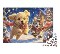 Chien Chat Écharpe 1000 Pièces Mini Puzzle pour Adultes Difficile | 38x26cm Carton Décoration Maison Structure Durable Cadeau Anniversaire Soulagement Stress