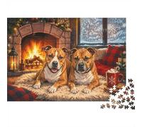 Chien Cheminée Couverture Puzzle, 1000 Pcs Jeu D'intérieur Adulte | 52x38cm Réduction Du Stress, Décoration Artistique Maison, Exercice Cérébral, Carton, Cadeau D'anniversaire