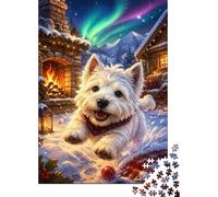 Chien Cheminée Neige 1000 Pièces Mini Puzzle pour Famille Papier Premium | 70x50cm Papier Salon Décor Découpe Précise Cadeau Anniversaire Relaxation