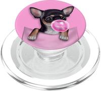 Chien Chihuahua Noir avec Bubble-Gum dans la Poche PopSockets PopGrip pour MagSafe