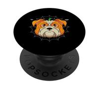 Chien Citrouille d'halloween PopSockets PopGrip Adhésif