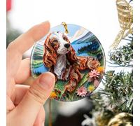 Chien Cocker Spaniel Anglais Christmas Hanging avec Ficelle Dorée Sapin Décoration D'Ornement De Noël Céramique Décoration De Noël À Suspendre