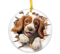 Chien Cocker Spaniel Anglais Décoration De Noël À Suspendre Céramique Sapin Décoration D'Ornement De Noël avec Ficelle Dorée Christmas Hanging