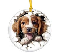 Chien Cocker Spaniel Christmas Hanging avec Ficelle Dorée Sapin Décoration D'Ornement De Noël Céramique Décoration De Noël À Suspendre