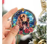 Chien Cocker Spaniel Christmas Hanging Céramique Décoration De Noël À Suspendre avec Ficelle Dorée Sapin Décoration D'Ornement De Noël