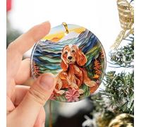 Chien Cocker Spaniel Christmas Hanging Céramique Sapin Décoration D'Ornement De Noël avec Ficelle Dorée Décoration De Noël À Suspendre