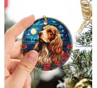 Chien Cocker Spaniel Décoration De Noël À Suspendre avec Ficelle Dorée Christmas Hanging Céramique Sapin Décoration D'Ornement De Noël