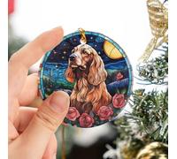 Chien Cocker Spaniel Décoration De Noël À Suspendre avec Ficelle Dorée Sapin Décoration D'Ornement De Noël Céramique Christmas Hanging