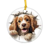 Chien Cocker Spaniel Décoration De Noël À Suspendre avec Ficelle Dorée Sapin Décoration D'Ornement De Noël Céramique Christmas Hanging