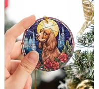 Chien Cocker Spaniel Décoration De Noël À Suspendre Céramique Sapin Décoration D'Ornement De Noël avec Ficelle Dorée Christmas Hanging