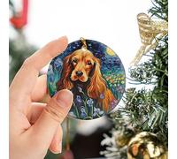 Chien Cocker Spaniel Sapin Décoration D'Ornement De Noël Céramique Christmas Hanging avec Ficelle Dorée Décoration De Noël À Suspendre