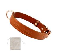 Chien Collier Cuir, Qualité Cuir Souple, Fait À La Main en Espagne, Petit Moyen Grand Chien. Cognac et Or Rose.