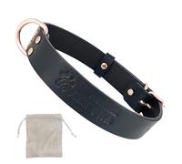 Chien Collier Cuir, Qualité Cuir Souple, Fait À La Main en Espagne, Petit Moyen Grand Chien. Noir et Or Rose.
