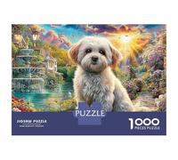Chien coloré dans la Rue des Graffitis Chiot dans Le Jardin de Contes de Fées Puzzle 1000 Pièces Décoration Murale Jeu Cadeau Unique Qualité Premium pour Adultes Et Enfants 70x50cm/1000pcs