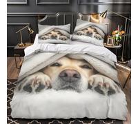 Chien confortable qui regarde Parure de Lit Imprimé en 3D Microfibre Ultra Douce Super Douce Housse de Couette Fermeture Éclair Hypoallergique Respirante for Enfants Garçons Ado Single（140x200cm）