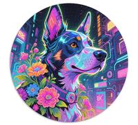 Chien Cool 1000 Pièces Puzzle Rond Jeu Chien Difficile Impossible Cadeau Unique pour Adultes Et Enfants 1000pcs (67.5x67.5cm)