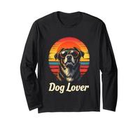 Chien Cool avec des Lunettes de Soleil Contre Un Coucher de Soleil Vibrant Manche Longue