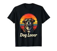 Chien Cool avec des Lunettes de Soleil Contre Un Coucher de Soleil Vibrant T-Shirt