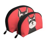 Chien Copain Schnauzer, Trousse de Maquillage Coquille Femme Petit Porte-Monnaie Trousse de Toilette Trousse à cosmétiques 2 pièces