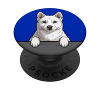 Chien coréen Jindo Blanc drôle de Poche PopSockets PopGrip Adhésif
