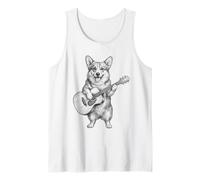 Chien Corgi Amusant Jouant de la Guitare Acoustique Débardeur