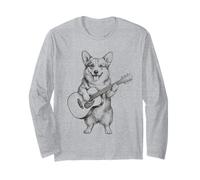 Chien Corgi Amusant Jouant de la Guitare Acoustique Manche Longue