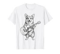 Chien Corgi Amusant Jouant de la Guitare Acoustique T-Shirt