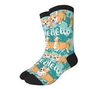 Chien Corgi Mignon Avec Les Mots Chaussettes 40Cm Respirantes Chaussettes Hommes Classiques Chaussette Pour Entraînements Bureau Cyclisme