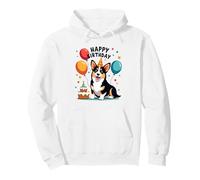 Chien Corgi Noir et Brun Clair, Joyeux Anniversaire ! Sweat à Capuche