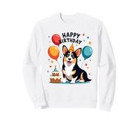 Chien Corgi Noir et Brun Clair, Joyeux Anniversaire ! Sweatshirt