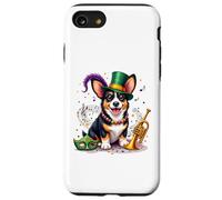 Chien Corgi Noir et Brun Clair, Mardi Gras Coque pour iPhone SE (2020) / 7/8