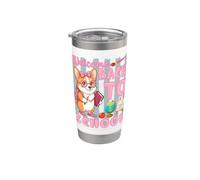 Chien Corgi rose « Welcome Back To School Day » Gobelet isotherme en acier inoxydable double paroi