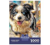 Chien Côtier Confortable 1000 Pièces Premium Carton Border Collie dans la Rue Puzzle Set, Défi Éducatif Adultes/Adolescents, Soulagement Stress, Cadeau Famille/Partenaires 38x26cm/1000pcs