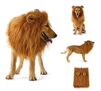 Chien Crinière de Lion Costume pour Moyen à Grand Chien et Chat Réglable Réaliste Drôle Animal de Compagnie Lion Crinière Perruque avec Oreilles Vêtements pour Halloween Cosplay Fête Vacances (Light)