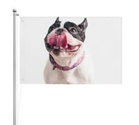 Chien curieux et heureux Bouledogue français,Drapeau de jardin, bannière décorative, drapeau double face, 2 x 3 pieds, pour extérieur et intérieur
