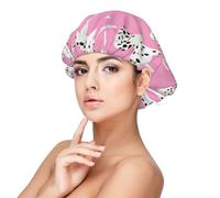 Chien dalmatien mignon,Bonnet de nuit en satin réglable en soie pour adulte, bonnet de nuit élastique pour femme