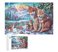Chien dans Le Champ de Fleurs avec des Pics enneigés Puzzle 1000 Pièces pour Adultes Session Puzzle Exercice du Cerveau Cadeau pour Passionnés 1000 PCS