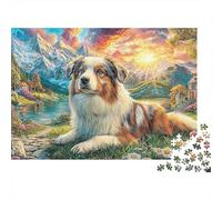 Chien dans Le Paysage 1000 Piece Sturdy Cardboard Premium Sitting Animal Décor Jigsaw Puzzle Adults Holiday Activity Relaxation Gift Concentration Training for Adults 38x26cm/1000pcs
