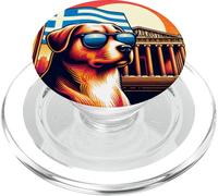 Chien dans Les ruines du Parthénon en Grèce avec Un Drapeau Grec PopSockets PopGrip pour MagSafe