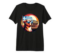 Chien dans Les ruines du Parthénon en Grèce avec Un Drapeau Grec T-Shirt Haut de Gamme