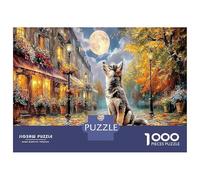 Chien dans Rue pluvieuse 1000 Pièces Puzzle Animal de Compagnie Urbain Puzzle Premium Carton Extra-épais - Collectionneurs’ Favorite, Détente, Pause Bureau Voyage Et Fêtes 38x26cm/1000pcs