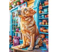 Chien dans une cuisine douillette 500 Pièces Puzzle Famille En Carton Anti-Déchirure Faune sauvage et animaux de compagnie Difficulté Moyenne Jeu De Société Soirée Entre Amis Cadeau Noël Famille Pas C